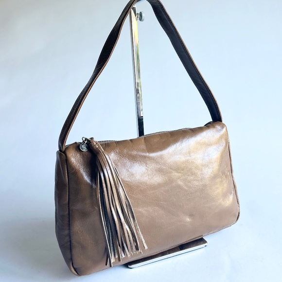Hobo Brown Khaki Leather Tote Shoulder Bag - Picture 3 of 13